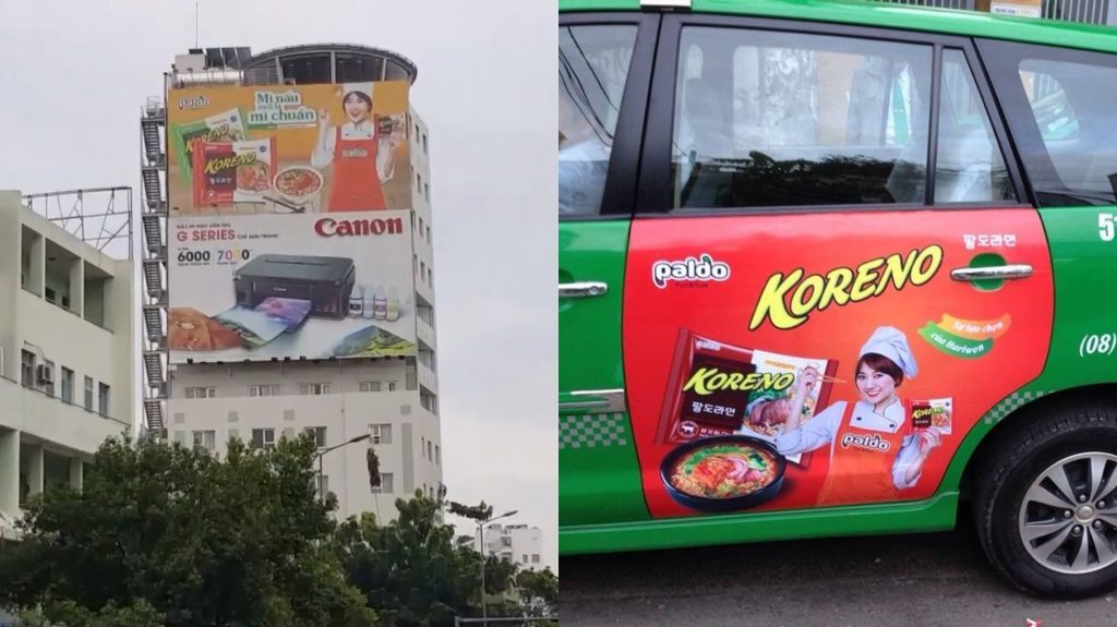 quảng cáo trên xe taxi