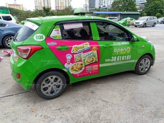 koreno rong biển vị ngao quảng cáo trên taxi