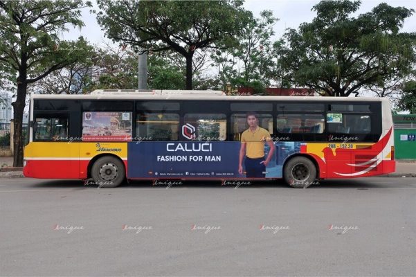 thời trang nam caluci quảng cáo trên xe bus